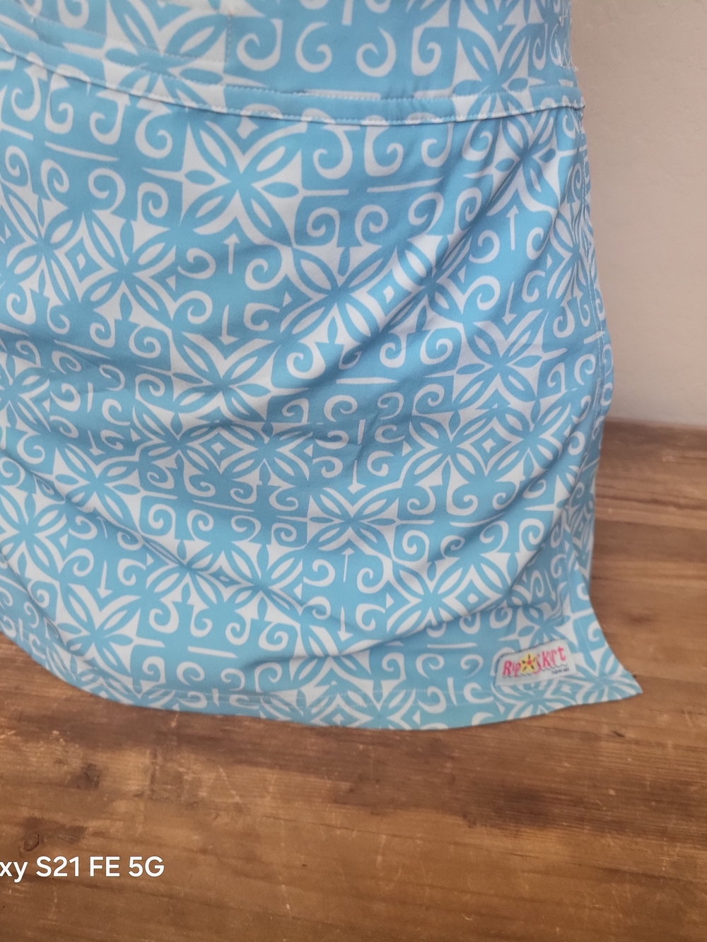 Roxy Blue & White Geometric Swim Coverup Skirt